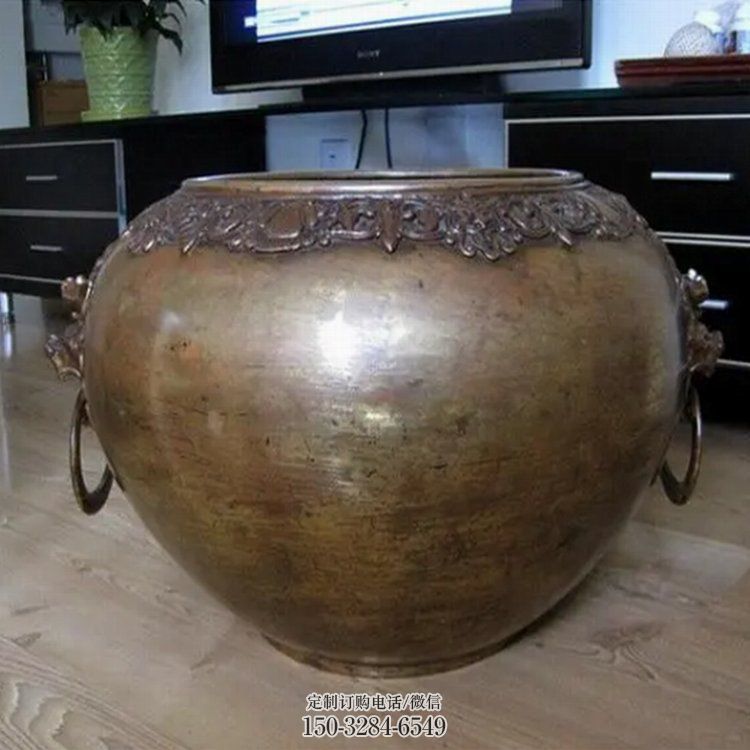 仿古造型青铜缸雕塑 仿古造型青铜缸雕塑