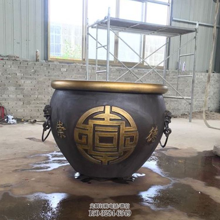 古法宣传青铜缸雕塑 古法宣传青铜缸雕塑